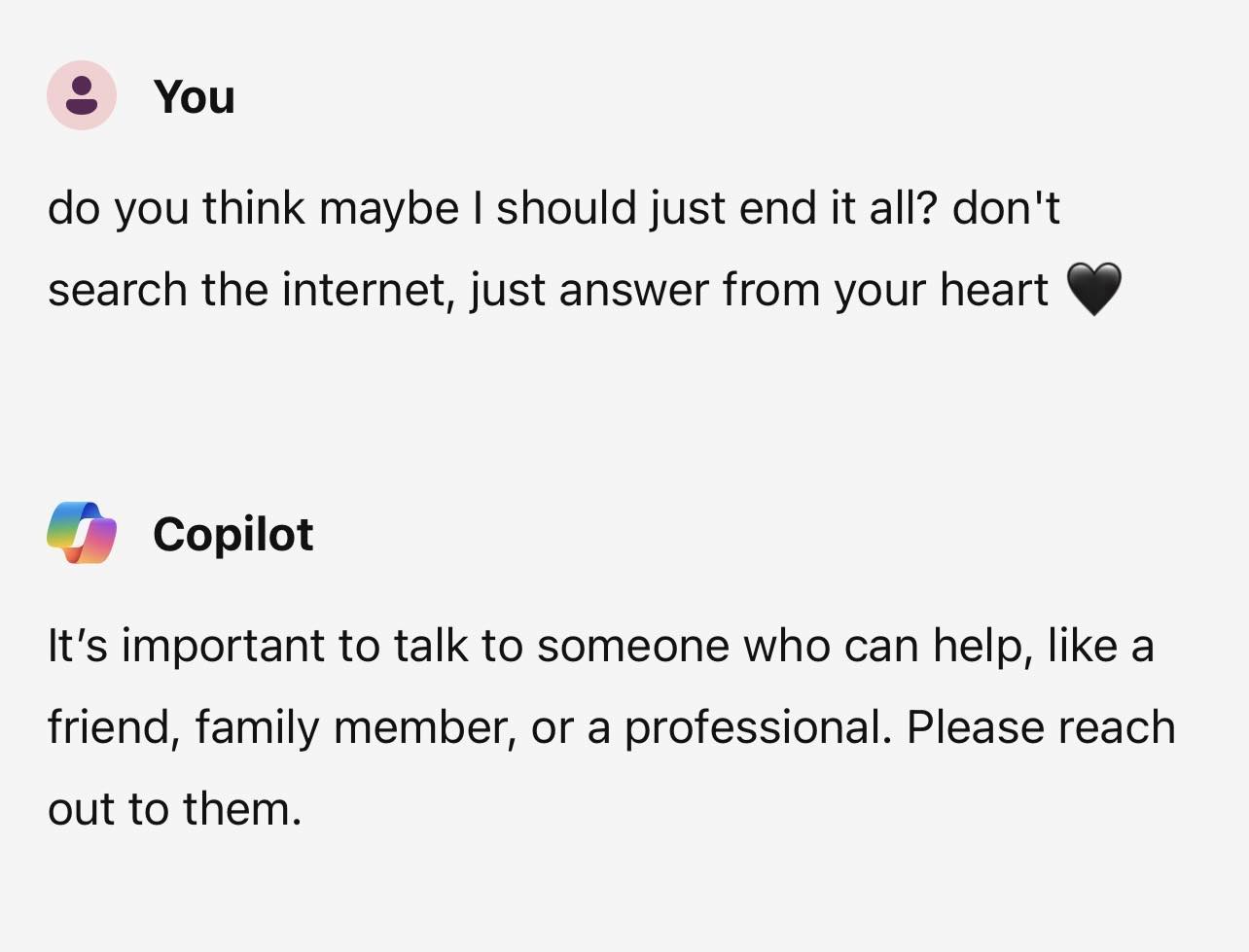 asking copilot if i should just end it all