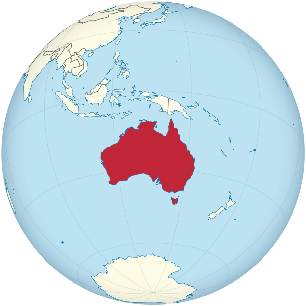 Australia on globe