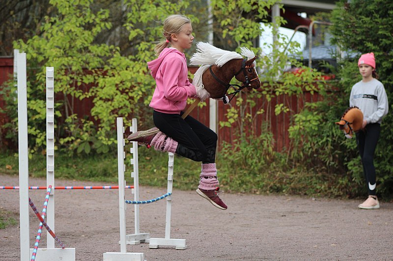 hobby horse rider jumping