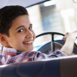 boy drives mom's car to school